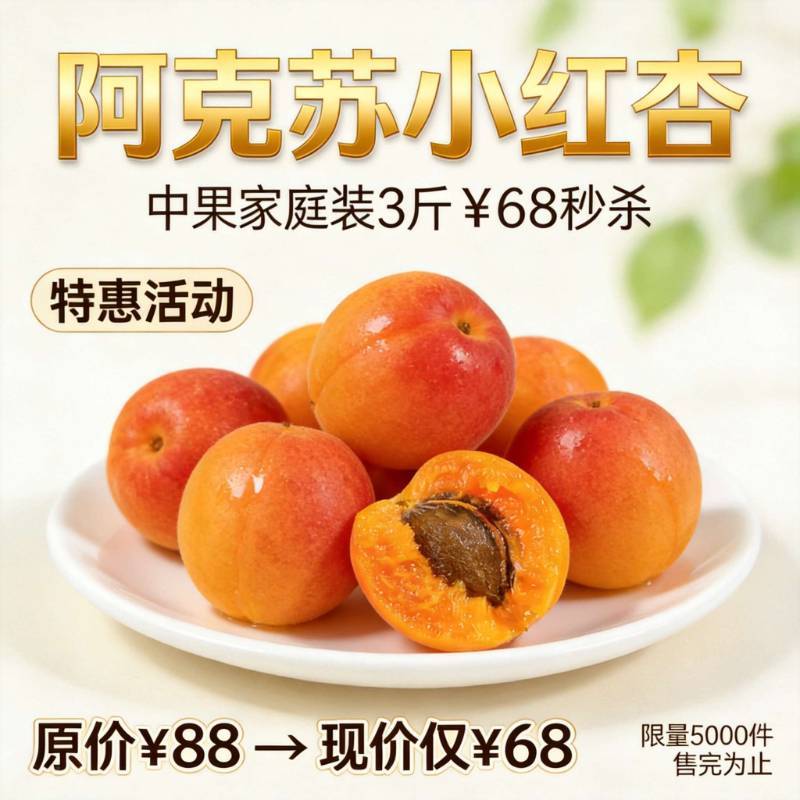  疆无季 新疆阿克苏小红杏 一杏两吃（杏肉蜜甜+杏仁香脆）当季鲜果 树上自然熟