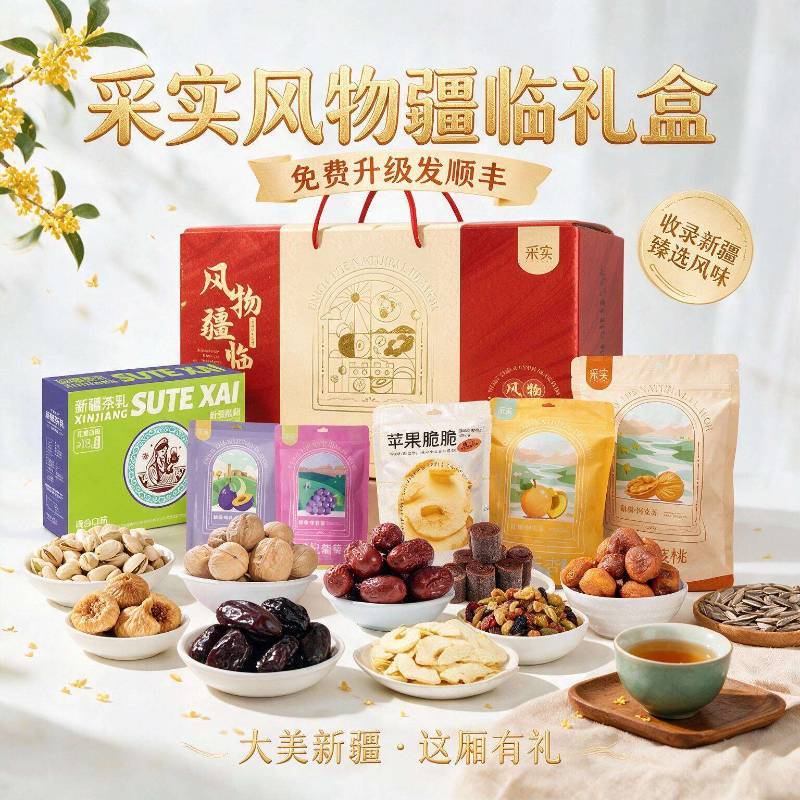 【升级发顺丰】采实礼盒 风物疆临礼盒 零食大礼包 坚果 干果礼盒 任选